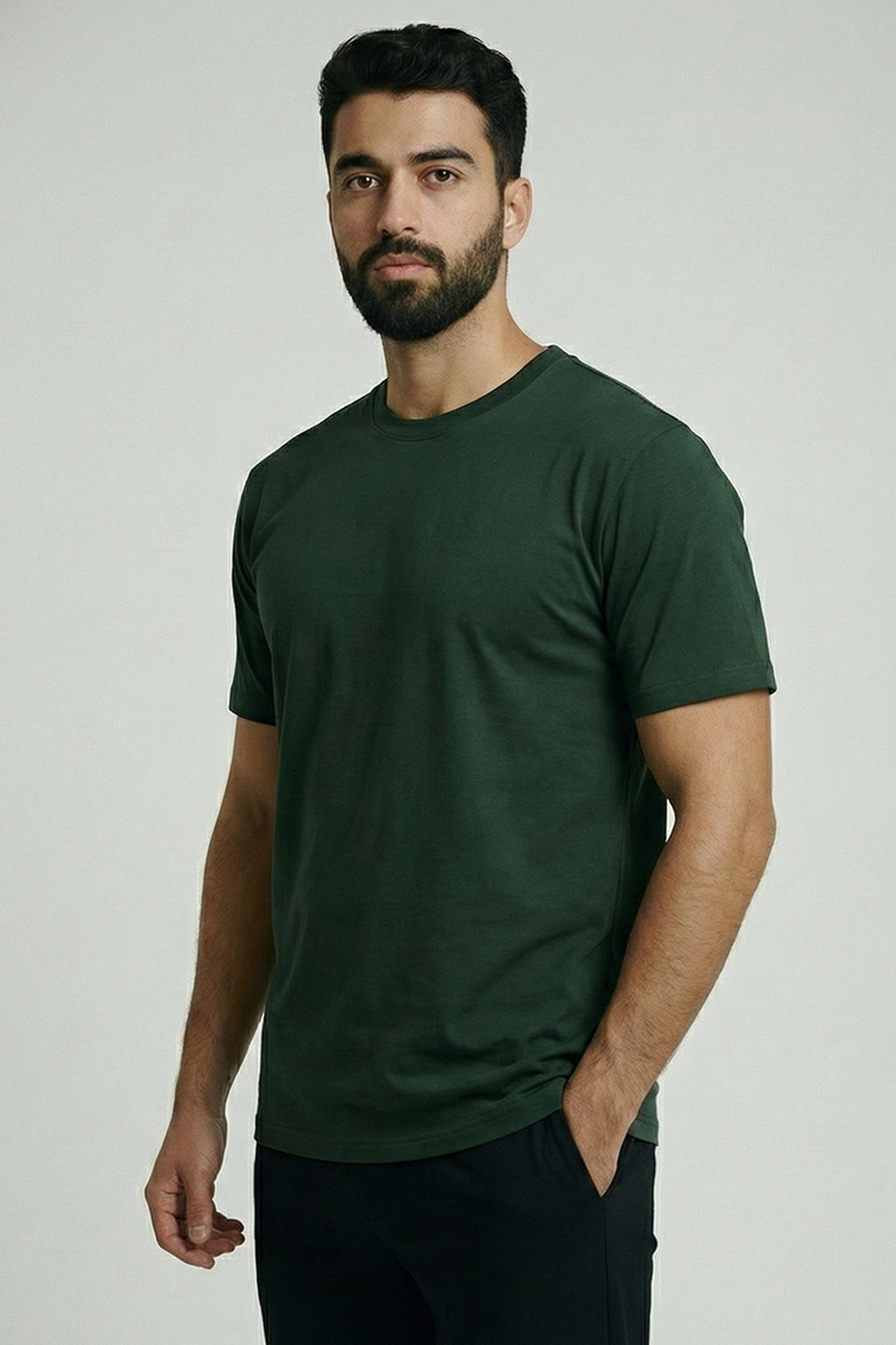 Solid Green Cotton T-Shirt  Tshirts
