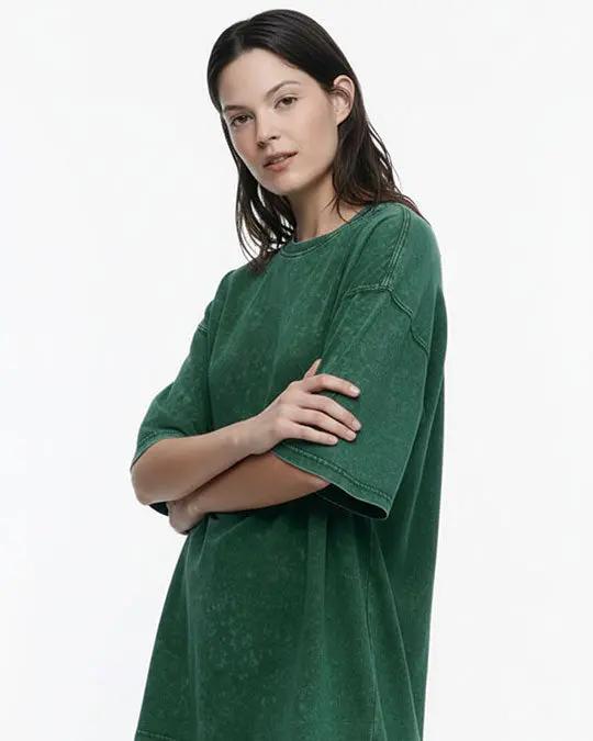 Bottle Green - Acid Washed Oversized T-Shirts  Oversized Tees