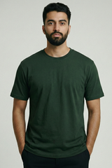 Solid Green Cotton T-Shirt  Tshirts