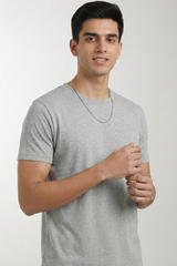 Grey Melange Solid Cotton T-Shirt  Tshirts