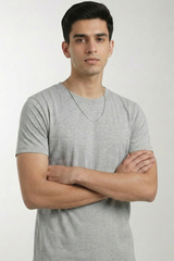 Grey Melange Solid Cotton T-Shirt  Tshirts