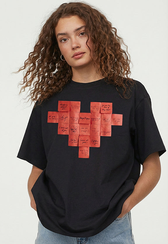 Red Love Notes - Oversized T-Shirt