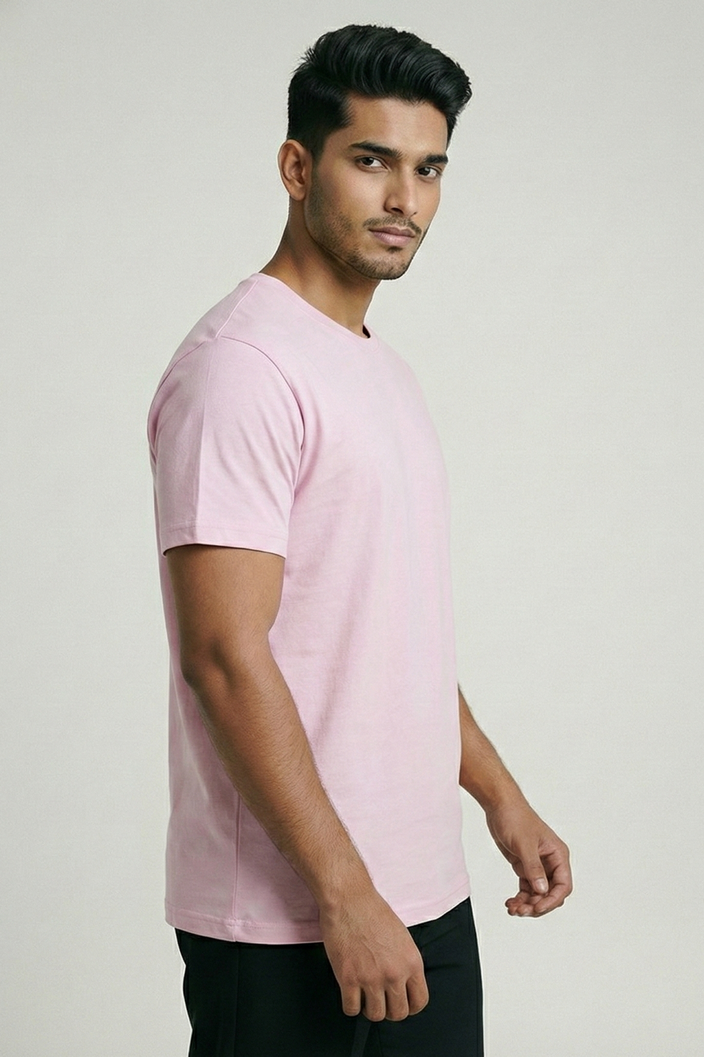 Solid Light Pink Cotton T-Shirt  Tshirts