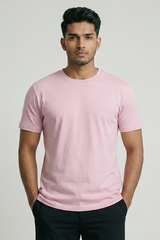 Solid Light Pink Cotton T-Shirt  Tshirts