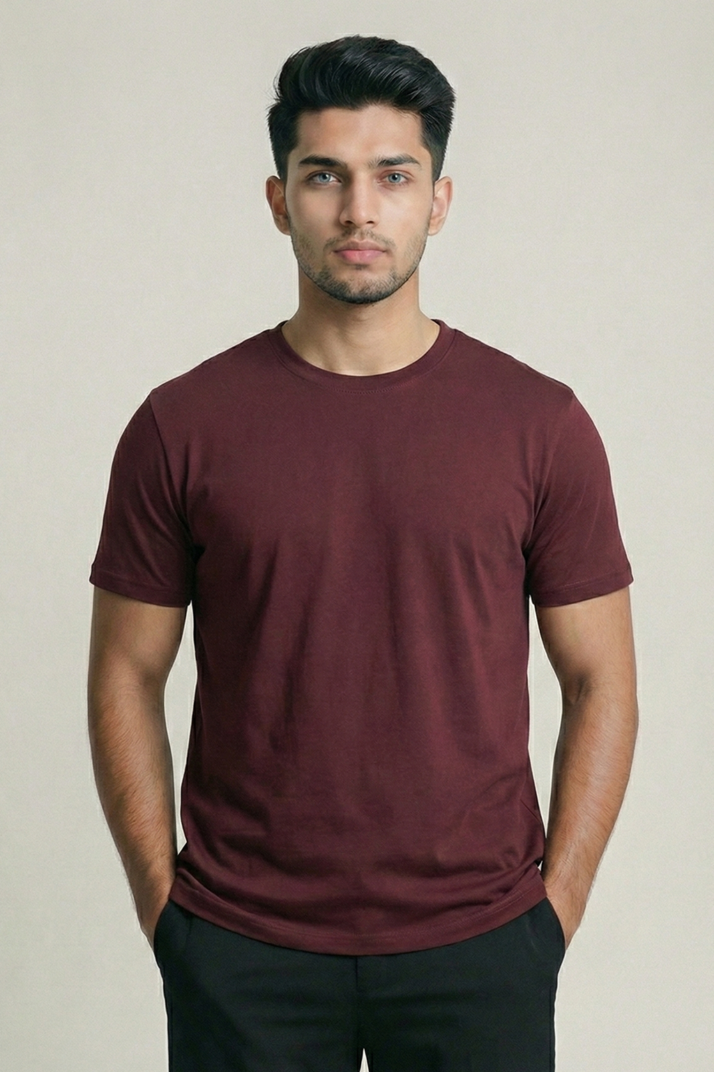 Solid Maroon Cotton T-Shirt  Tshirts