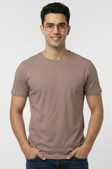 Solid Mushroom Beige Cotton T-Shirt  Tshirts