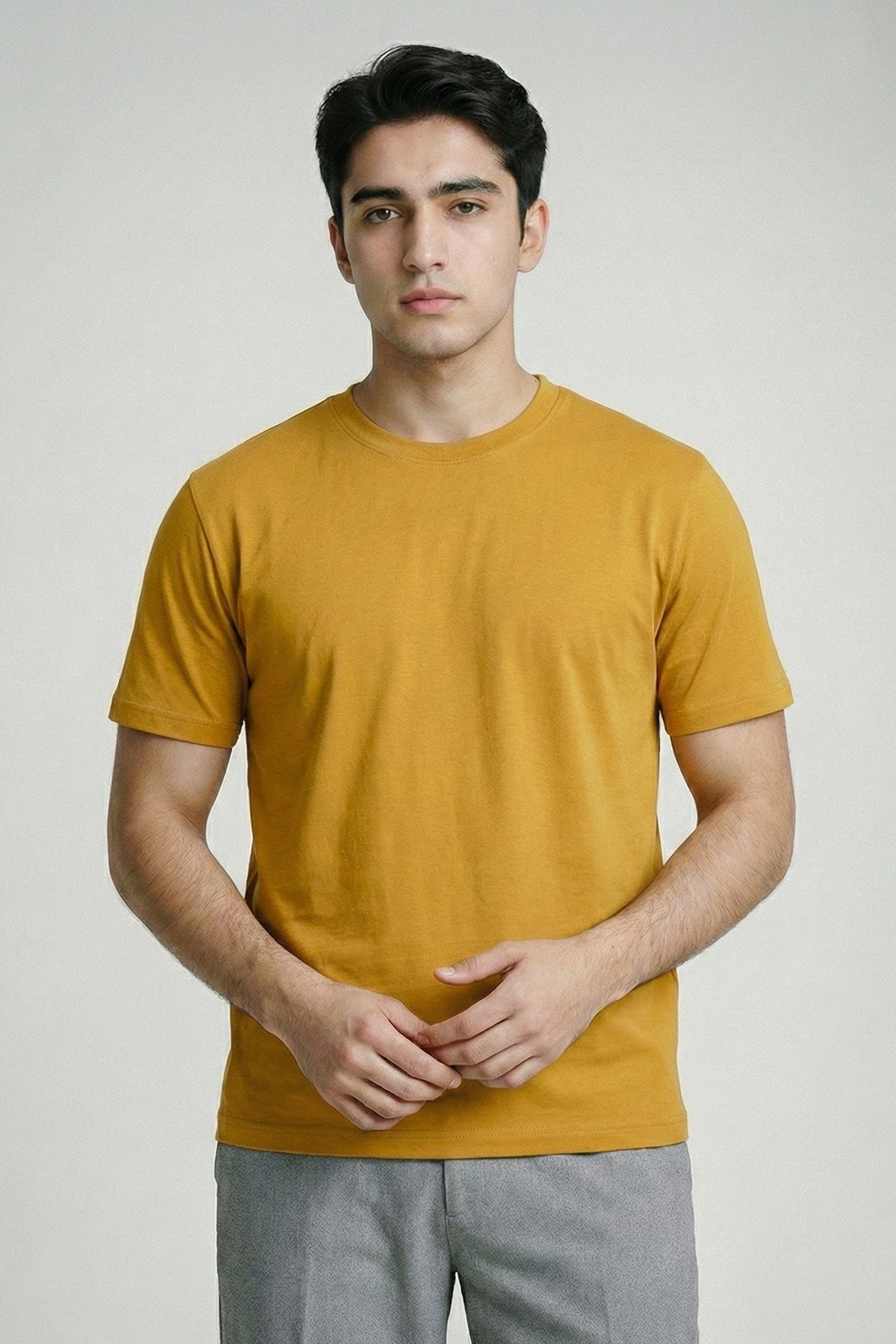 Solid Mustard Yellow Cotton T-Shirt  Tshirts