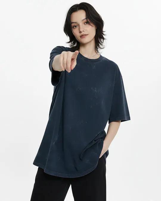 Navy Blue - Acid Washed Oversized T-Shirts  Oversized Tees