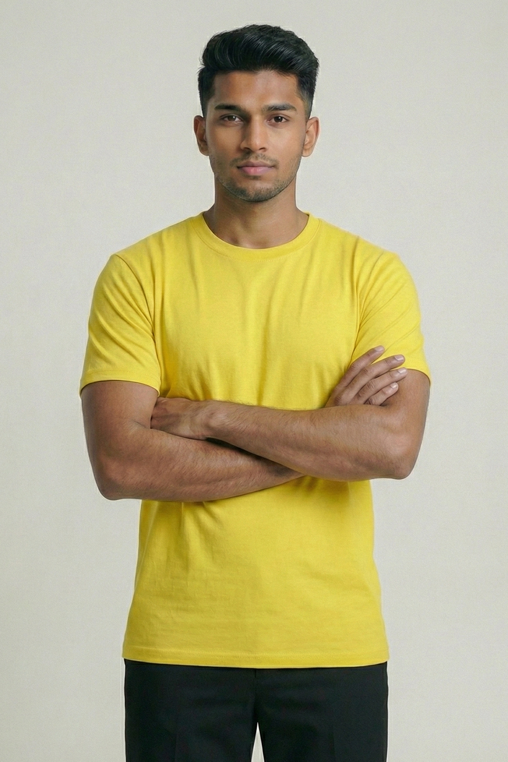 Solid New Yellow Cotton T-Shirt  Tshirts