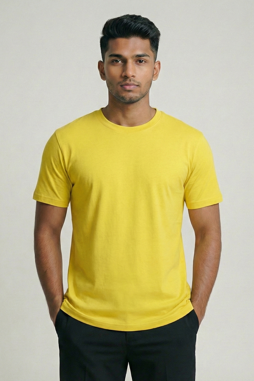 Solid New Yellow Cotton T-Shirt  Tshirts