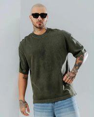 Olive Green - Acid Washed Oversized T-Shirts  Oversized Tees