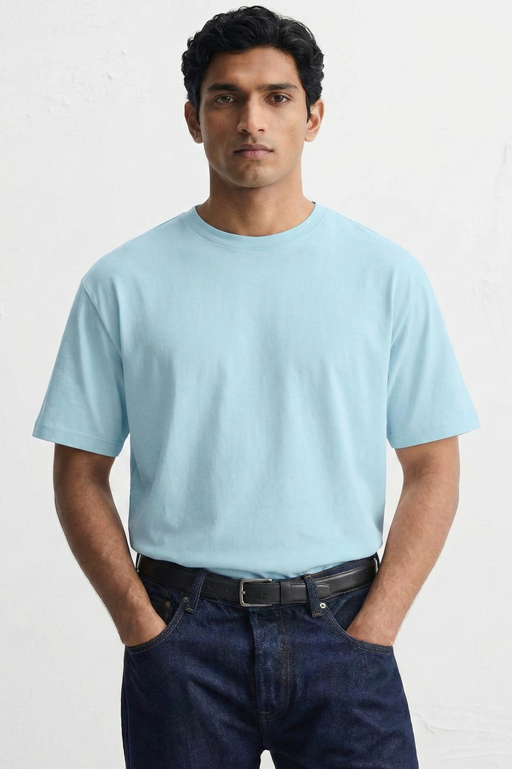 Solid Baby Blue Cotton T-Shirt  Tshirts