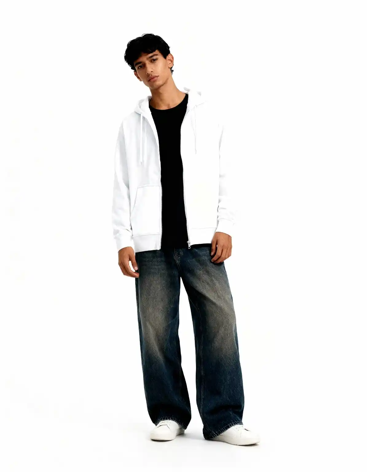 White - Premium Zip Hoodie  Zip Hoodie