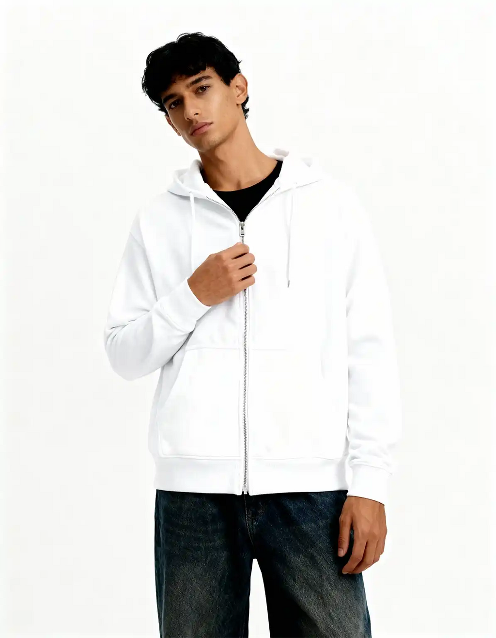 White - Premium Zip Hoodie  Zip Hoodie
