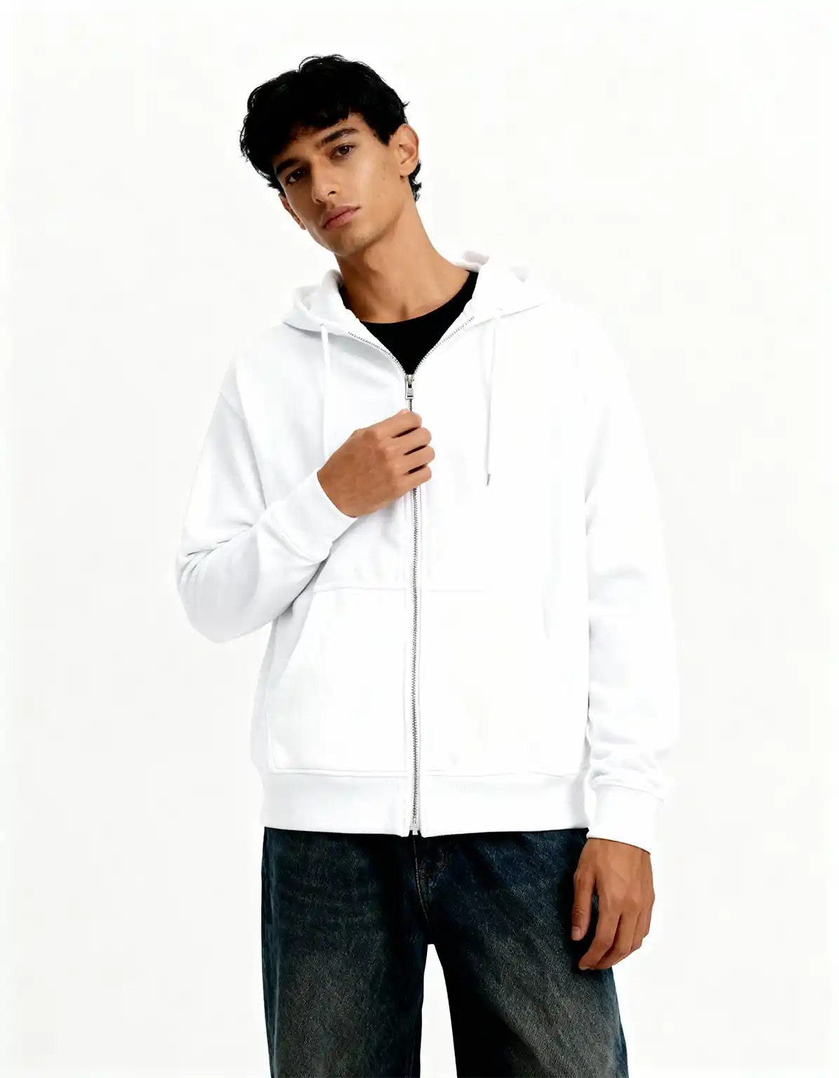 White - Premium Zip Hoodie  Zip Hoodie