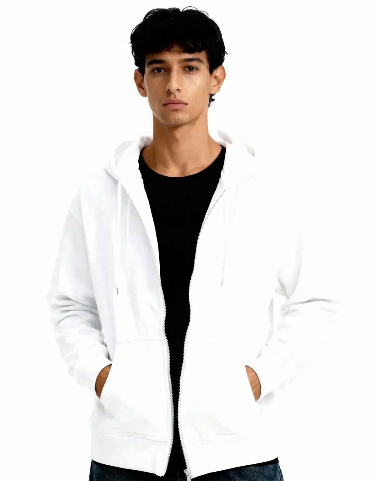 White - Premium Zip Hoodie  Zip Hoodie