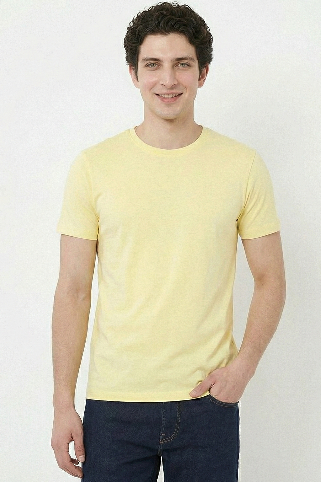 Solid Yellow Cotton T-Shirt  Tshirts